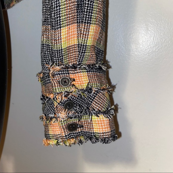 FREE PEOPLE Wrap Blouse Plaid Top SMALL
orange yellow navy white - Picture 4 of 6